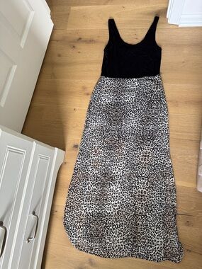 Vine Canuto Black & Leopard Print Maxi Dress - Women
